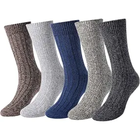 5 Pairs Women Wool Socks, Warm Cabin Nordic Socks, Vintage Socks, Thick Knit Cozy Winter Socks for Women Gifts