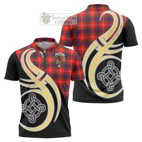 Abernethy Tartan Zipper Polo Shirt with Family Crest and Celtic Symbol Style