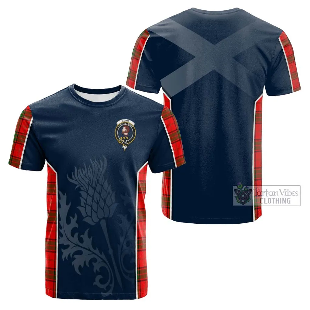 Adair Tartan Cotton T-shirt with Family Crest and Scottish Thistle Vibes Sport Style