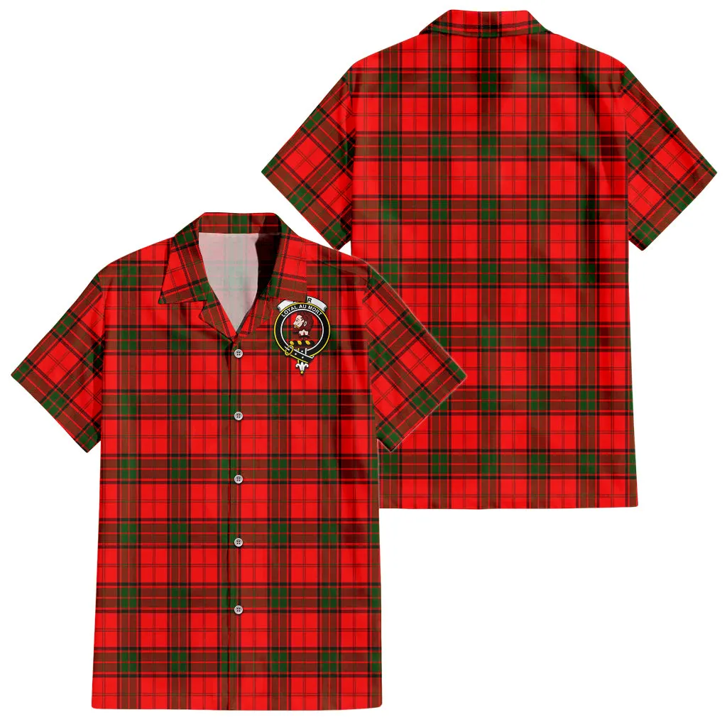 Adair Tartan Short Sleeve Button Down Shirt with Family Crest