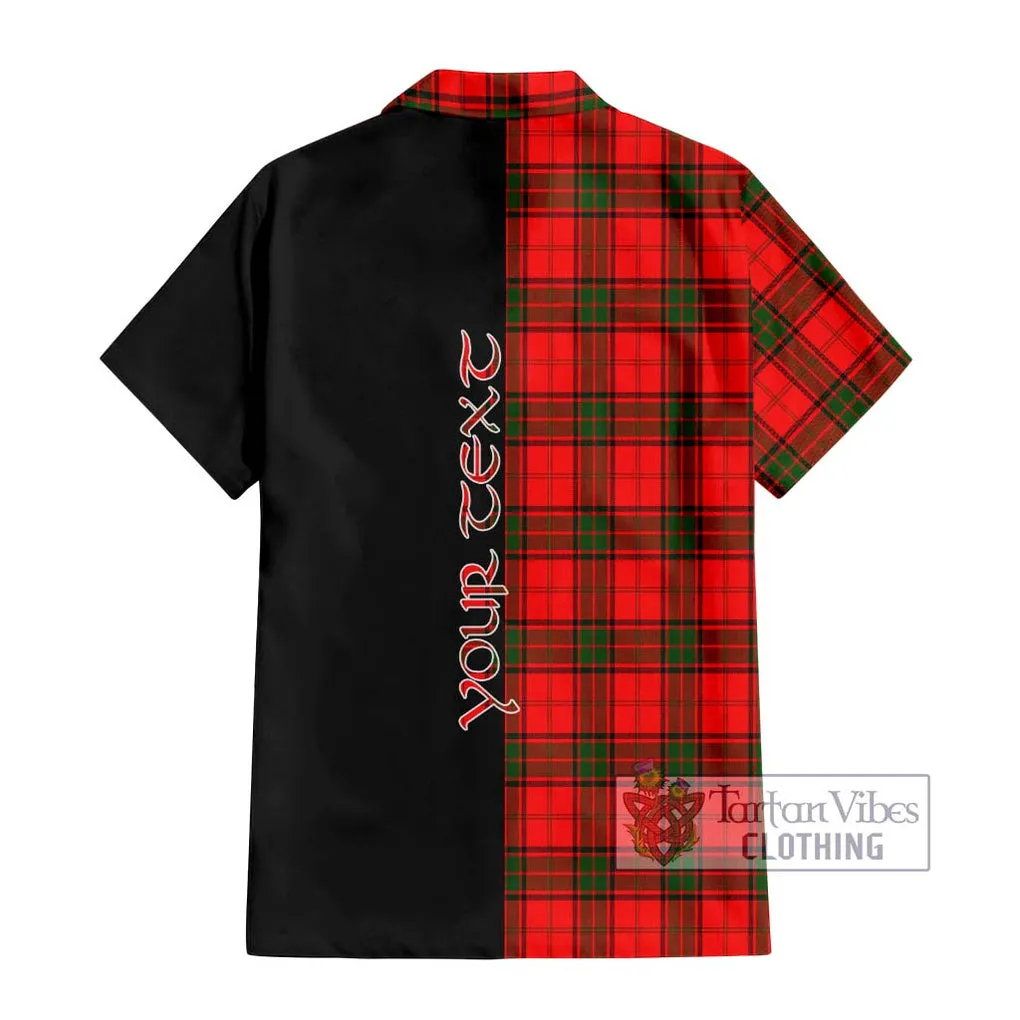 Adair Tartan Short Sleeve Button Shirt with Family Crest and Half Of Me Style