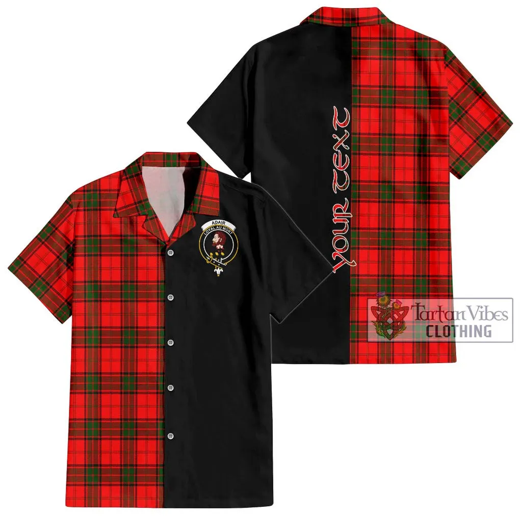 Adair Tartan Short Sleeve Button Shirt with Family Crest and Half Of Me Style