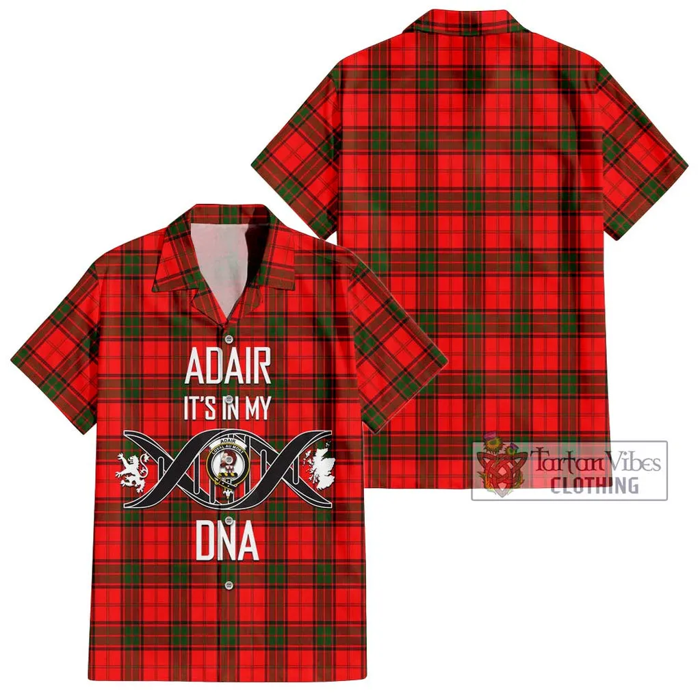 Adair Tartan Short Sleeve Button Shirt with Family Crest DNA In Me Style