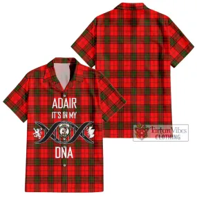 Adair Tartan Short Sleeve Button Shirt with Family Crest DNA In Me Style