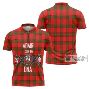 Adair Tartan Zipper Polo Shirt with Family Crest DNA In Me Style