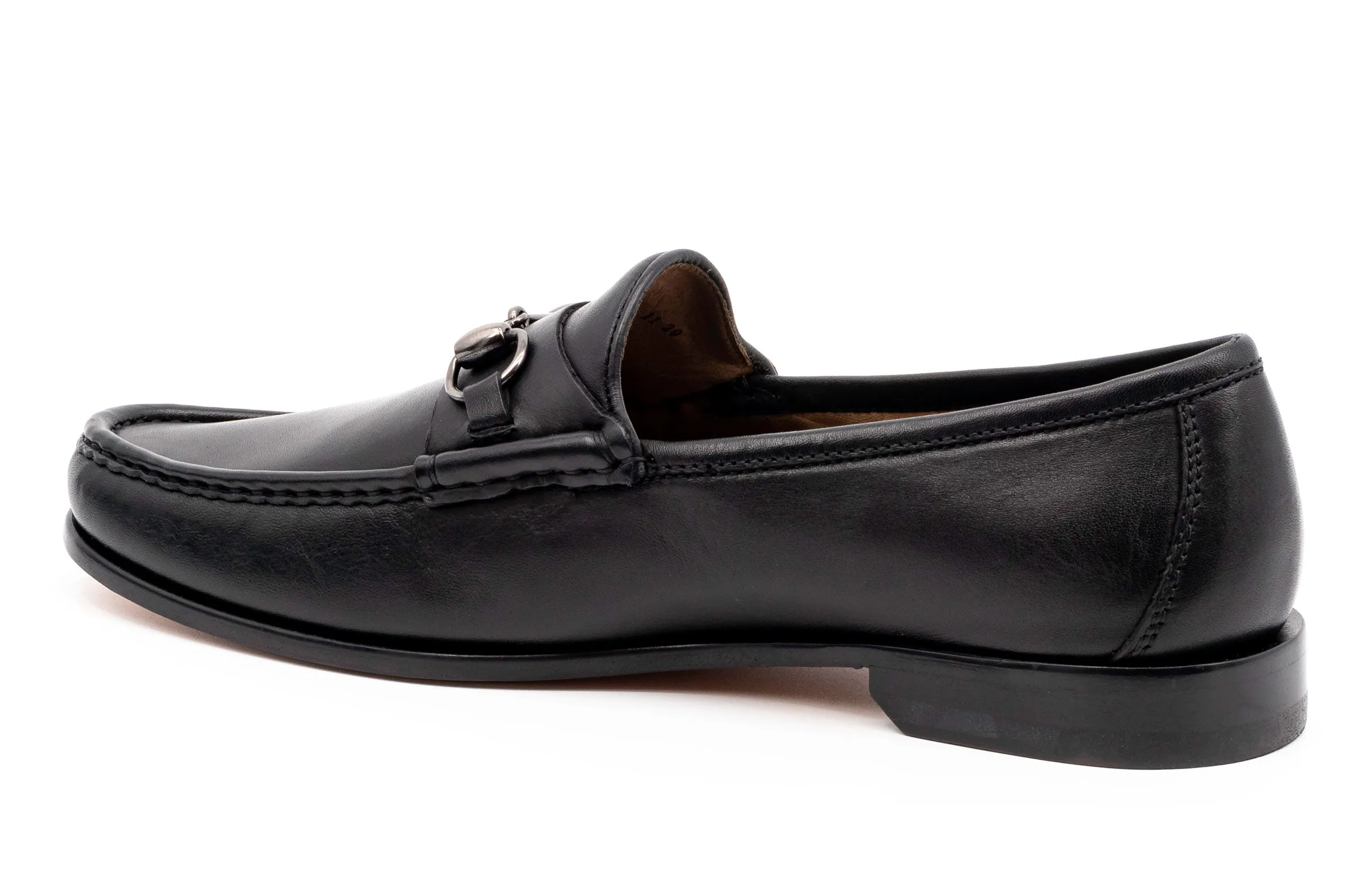 Addison Calf Leather Horse Bit Loafers - Black