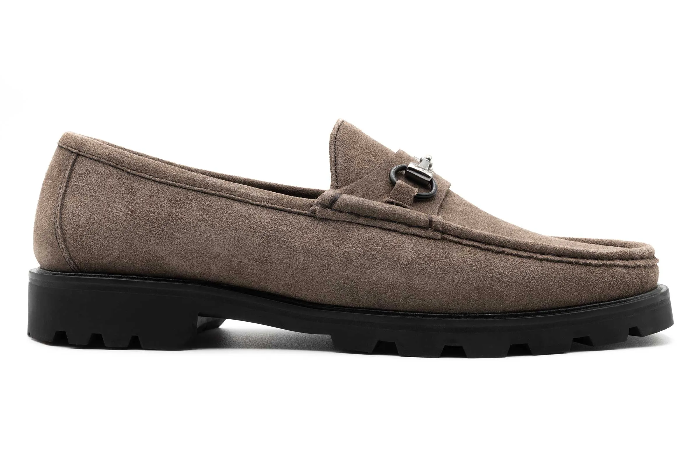 Addison Lug Water Repellent Suede Loafers - Smoke