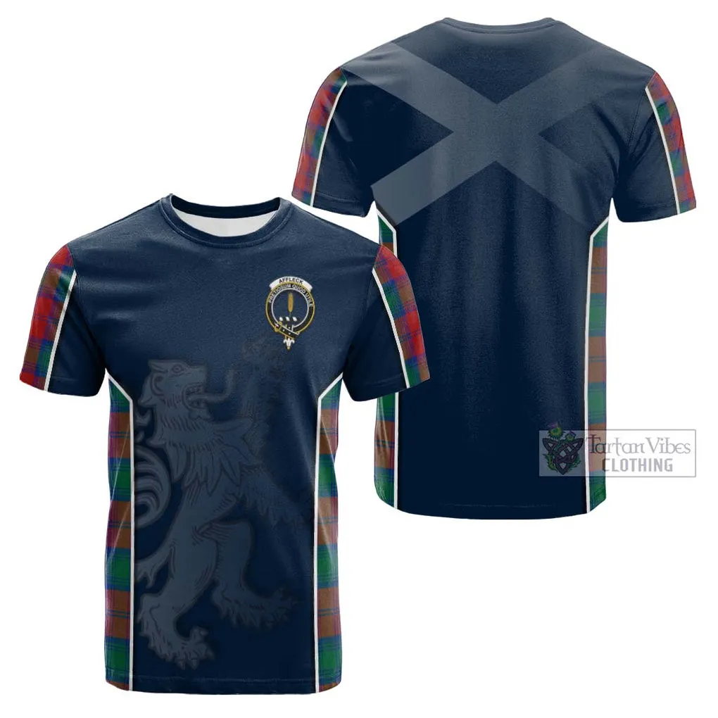 Affleck Tartan Cotton T-shirt with Family Crest and Lion Rampant Vibes Sport Style