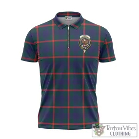 Agnew Tartan Zipper Polo Shirt with Family Crest