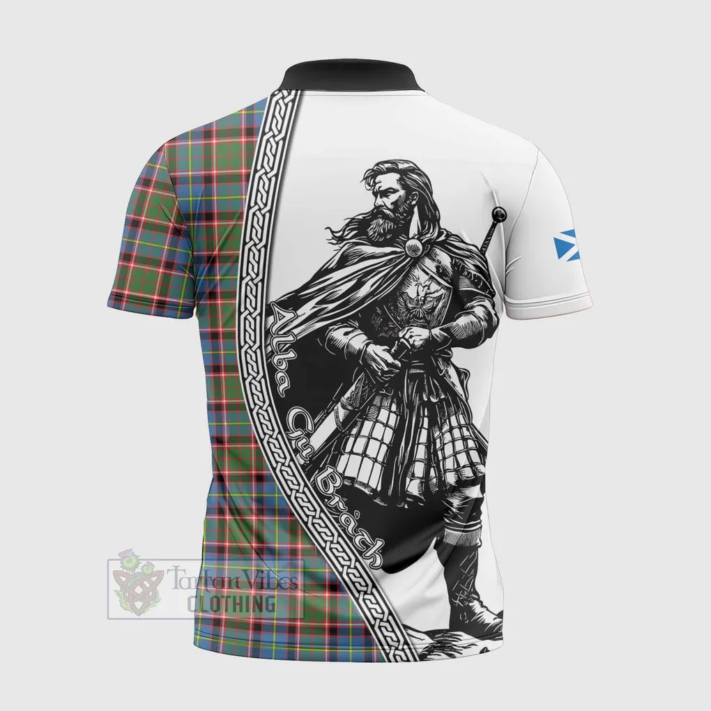 Aikenhead Tartan Clan Crest Zipper Polo Shirt with Highlander Warrior Celtic Style