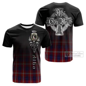 Ainslie Tartan Cotton T-shirt Featuring Alba Gu Brath Family Crest Celtic Inspired