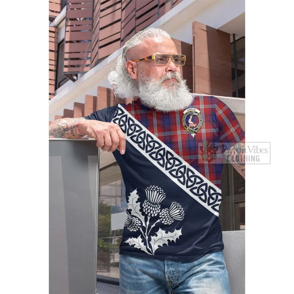 Ainslie Tartan Cotton T-shirt Featuring Thistle and Scotland Map