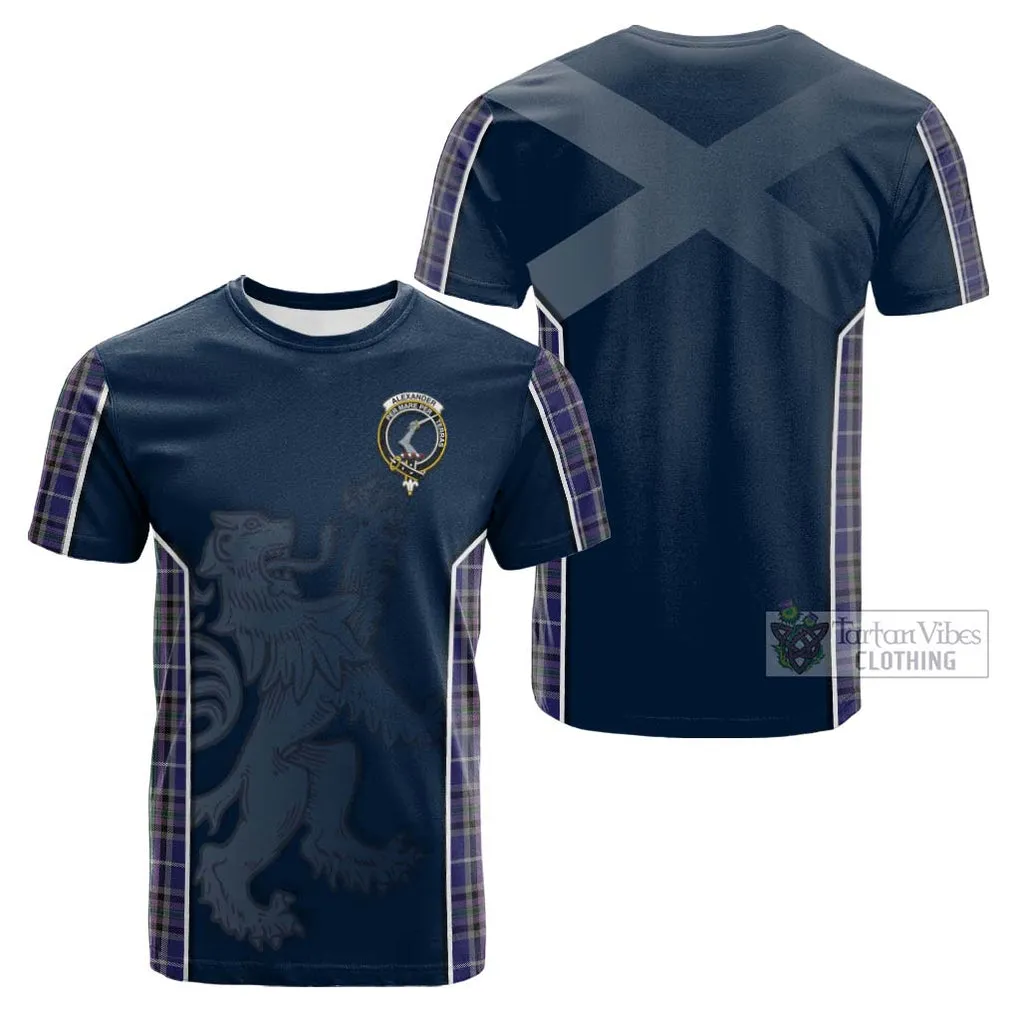 Alexander of Menstry Tartan Cotton T-shirt with Family Crest and Lion Rampant Vibes Sport Style