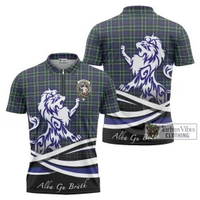 Allardice Tartan Zipper Polo Shirt with Alba Gu Brath Regal Lion Emblem