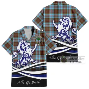 Anderson Ancient Tartan Short Sleeve Button Shirt with Alba Gu Brath Regal Lion Emblem