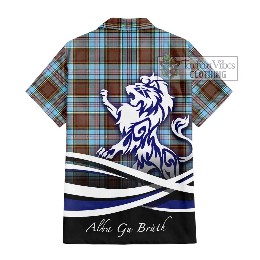 Anderson Ancient Tartan Short Sleeve Button Shirt with Alba Gu Brath Regal Lion Emblem