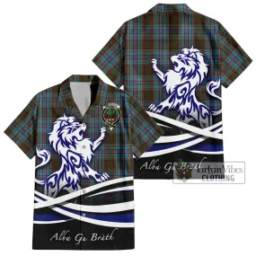 Anderson Tartan Short Sleeve Button Shirt with Alba Gu Brath Regal Lion Emblem