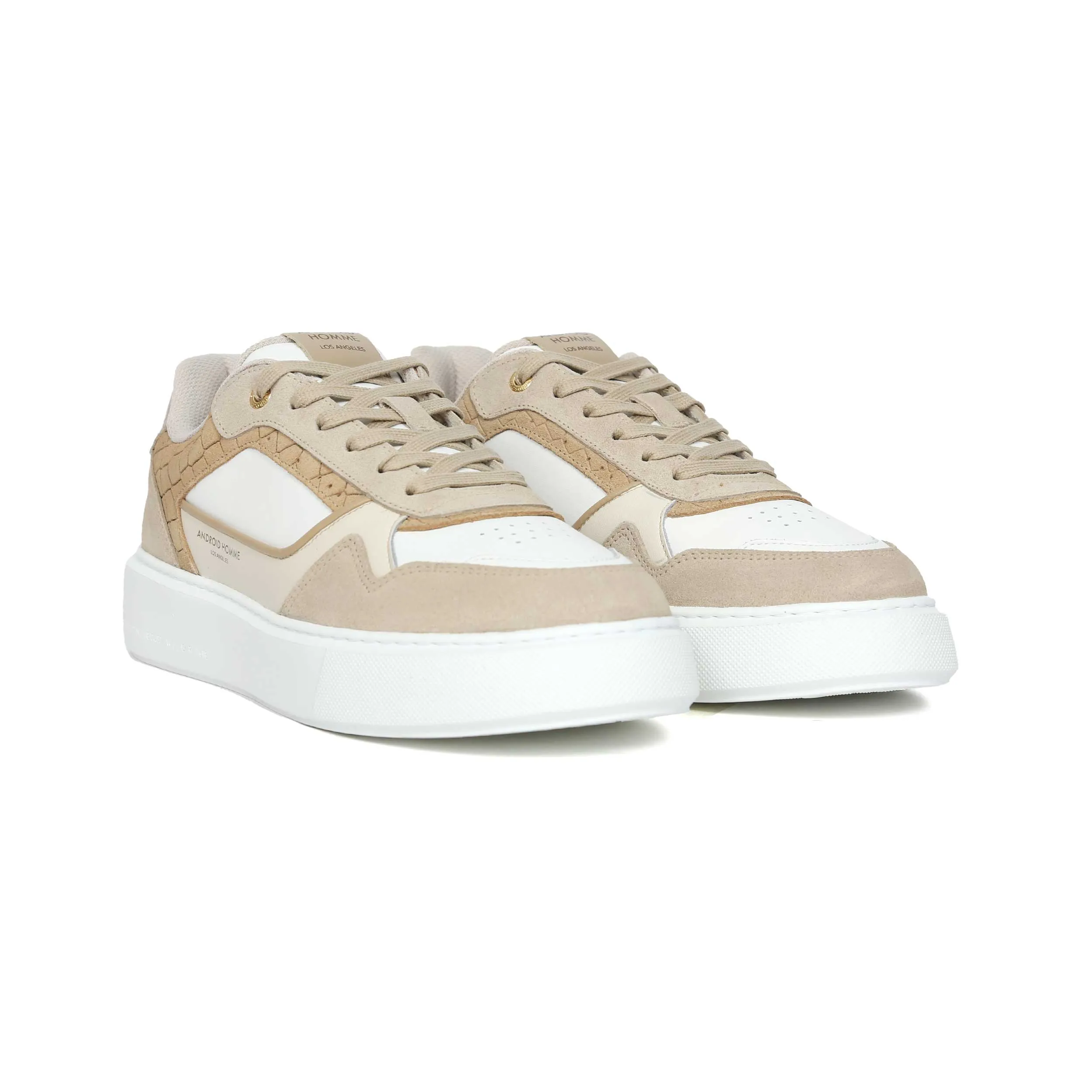 Android Homme Oversized Forum Court Trainer in Beige Caiman Croc