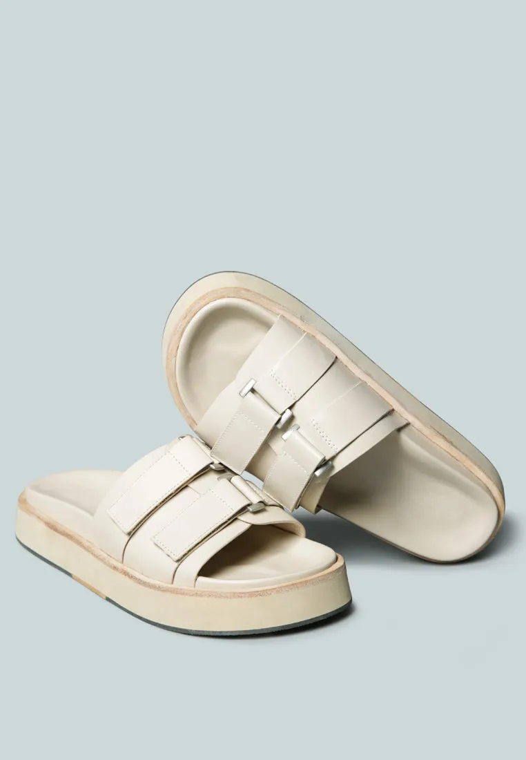 ANISTON Buckled Flatform Nude Slip-On Sandal