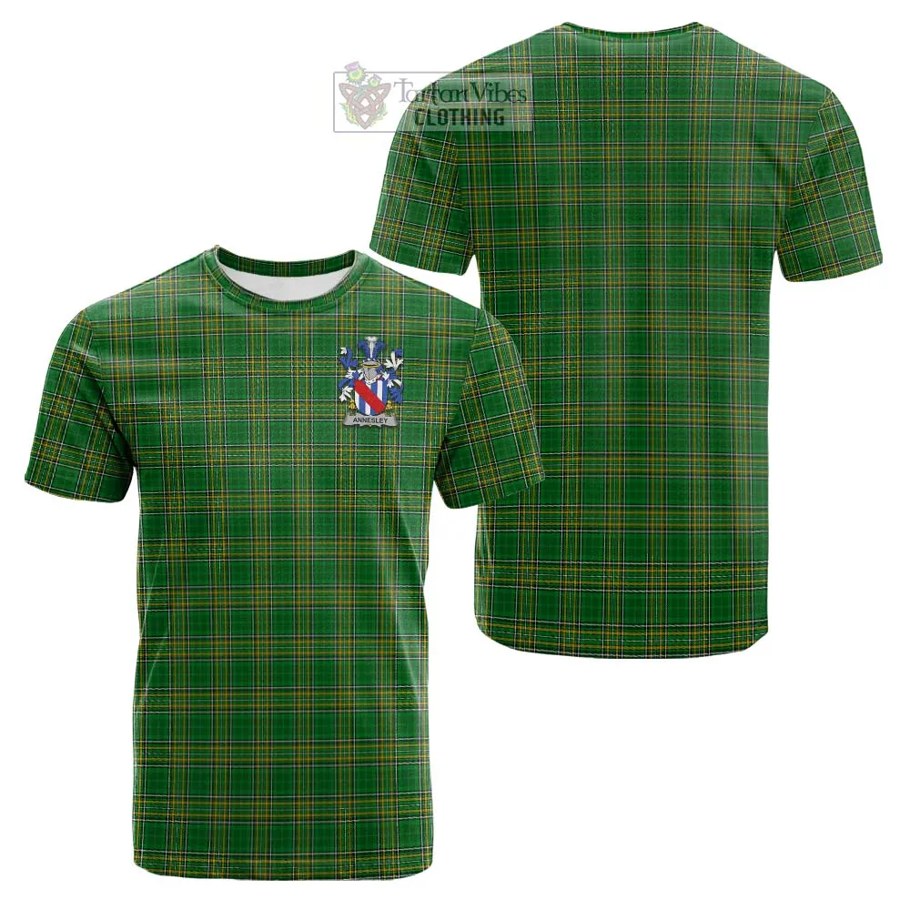 Annesley Irish Clan Tartan Cotton T-shirt with Coat of Arms