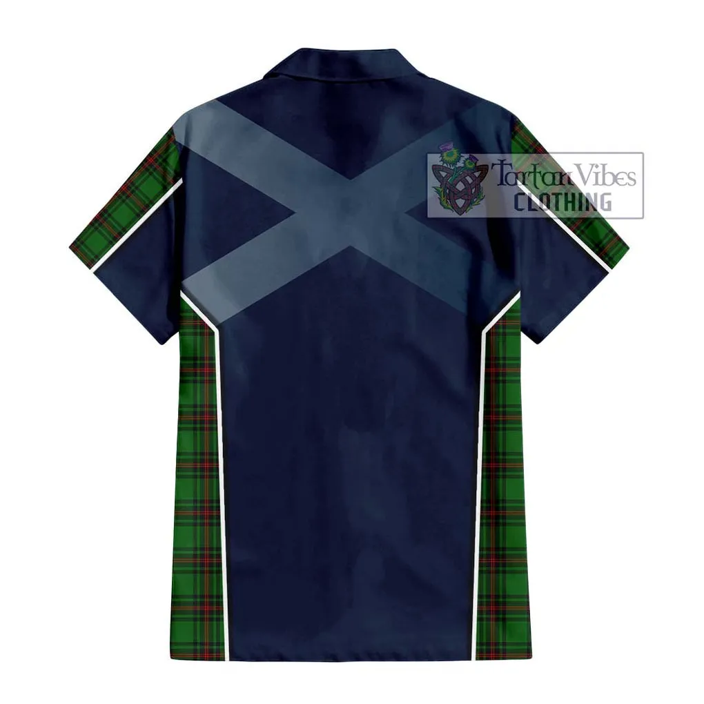 Anstruther Tartan Short Sleeve Button Shirt with Family Crest and Lion Rampant Vibes Sport Style