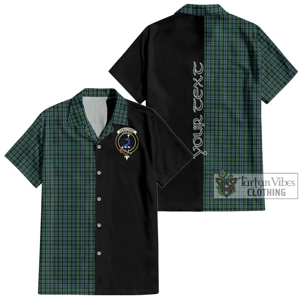 Arbuthnot Tartan Short Sleeve Button Shirt with Family Crest and Half Of Me Style