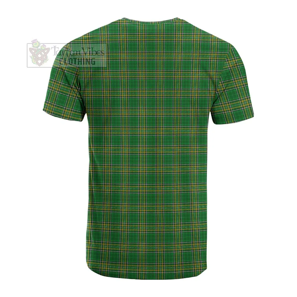 Armory Irish Clan Tartan Cotton T-shirt with Coat of Arms