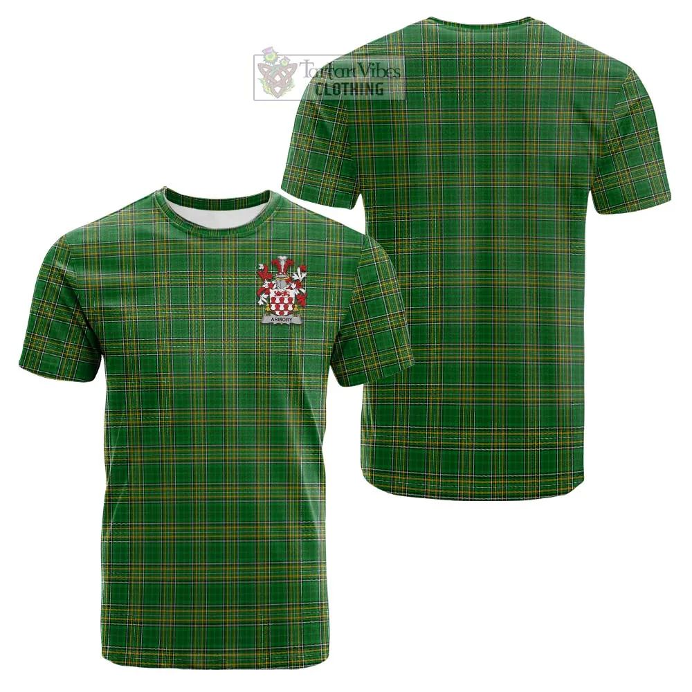 Armory Irish Clan Tartan Cotton T-shirt with Coat of Arms