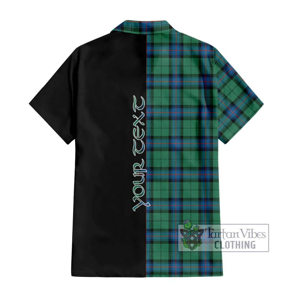 Armstrong Ancient Tartan Short Sleeve Button Shirt with Family Crest and Half Of Me Style