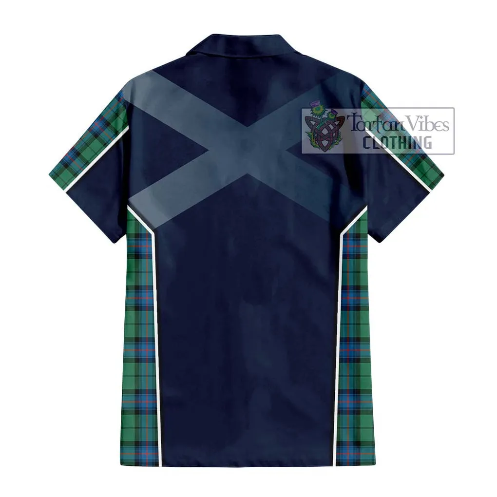 Armstrong Ancient Tartan Short Sleeve Button Shirt with Family Crest and Lion Rampant Vibes Sport Style