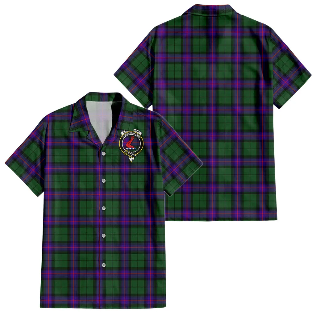 Armstrong Modern Tartan Short Sleeve Button Down Shirt with Family Crest