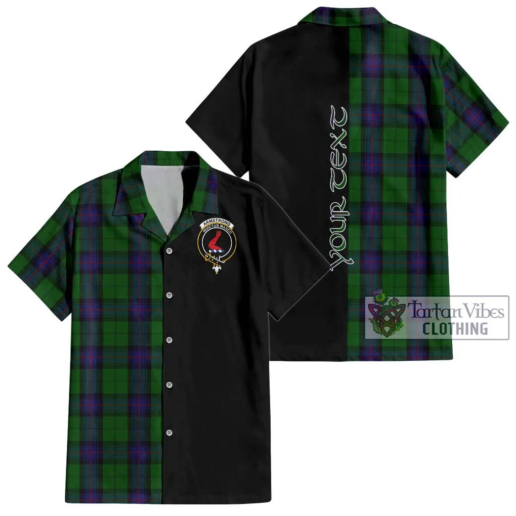 Armstrong Tartan Short Sleeve Button Shirt with Family Crest and Half Of Me Style