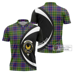 Arnott Tartan Zipper Polo Shirt with Family Crest Circle Style