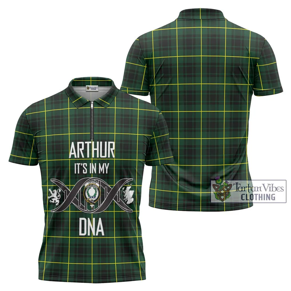 Arthur Modern Tartan Zipper Polo Shirt with Family Crest DNA In Me Style