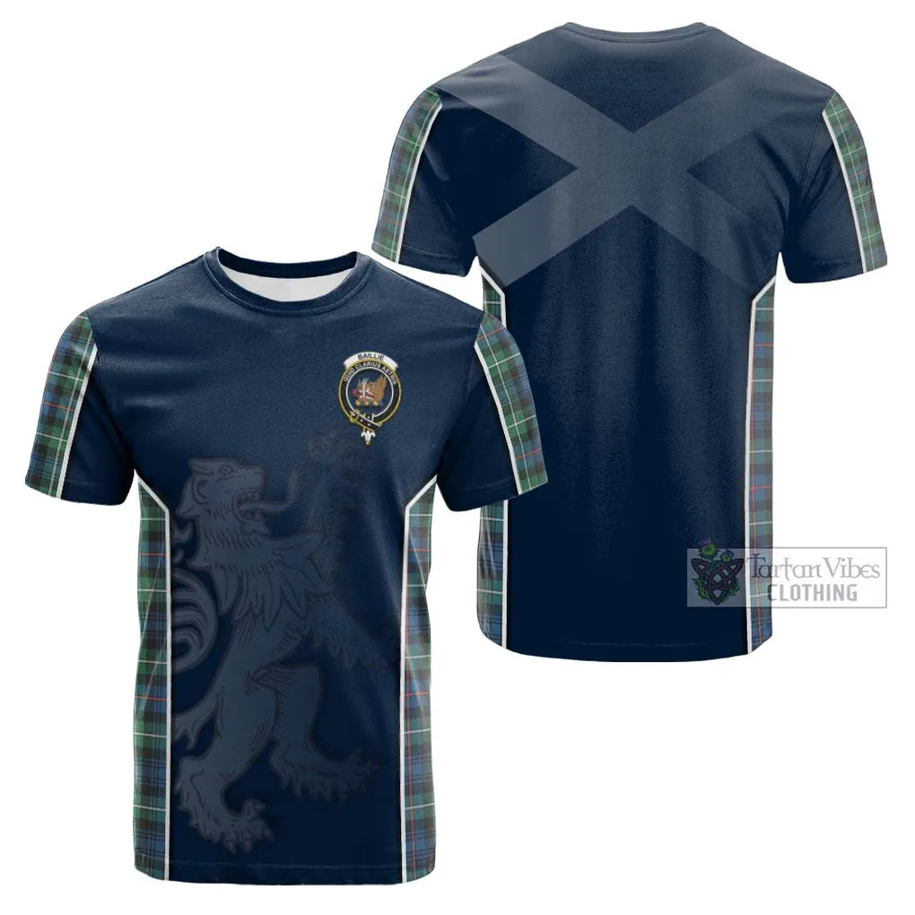 Baillie Ancient Tartan Cotton T-shirt with Family Crest and Lion Rampant Vibes Sport Style