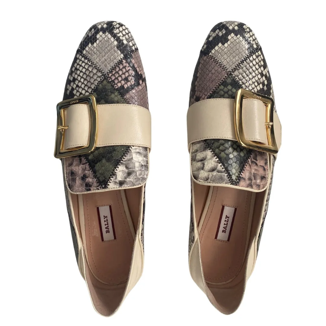 BALLY Janelle Patchwork Loafers Cream Multi SIZE 40