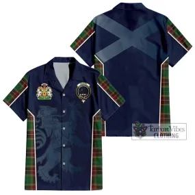 Baxter Tartan Short Sleeve Button Shirt with Family Crest and Lion Rampant Vibes Sport Style