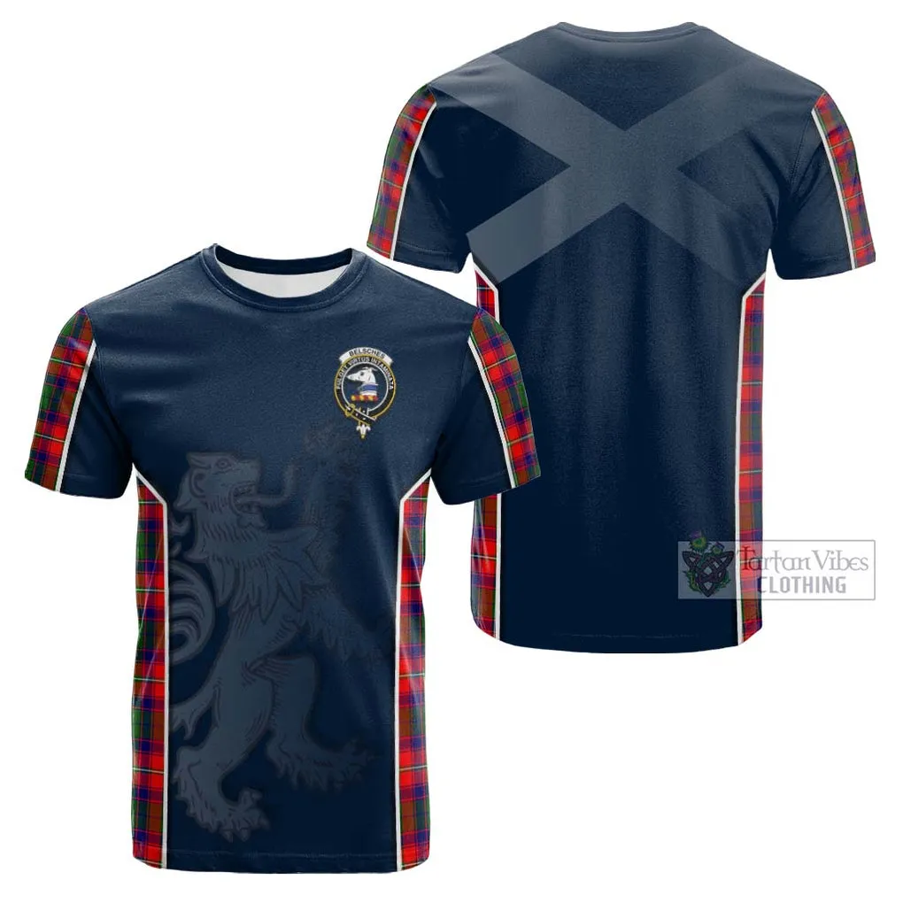 Belsches Tartan Cotton T-shirt with Family Crest and Lion Rampant Vibes Sport Style