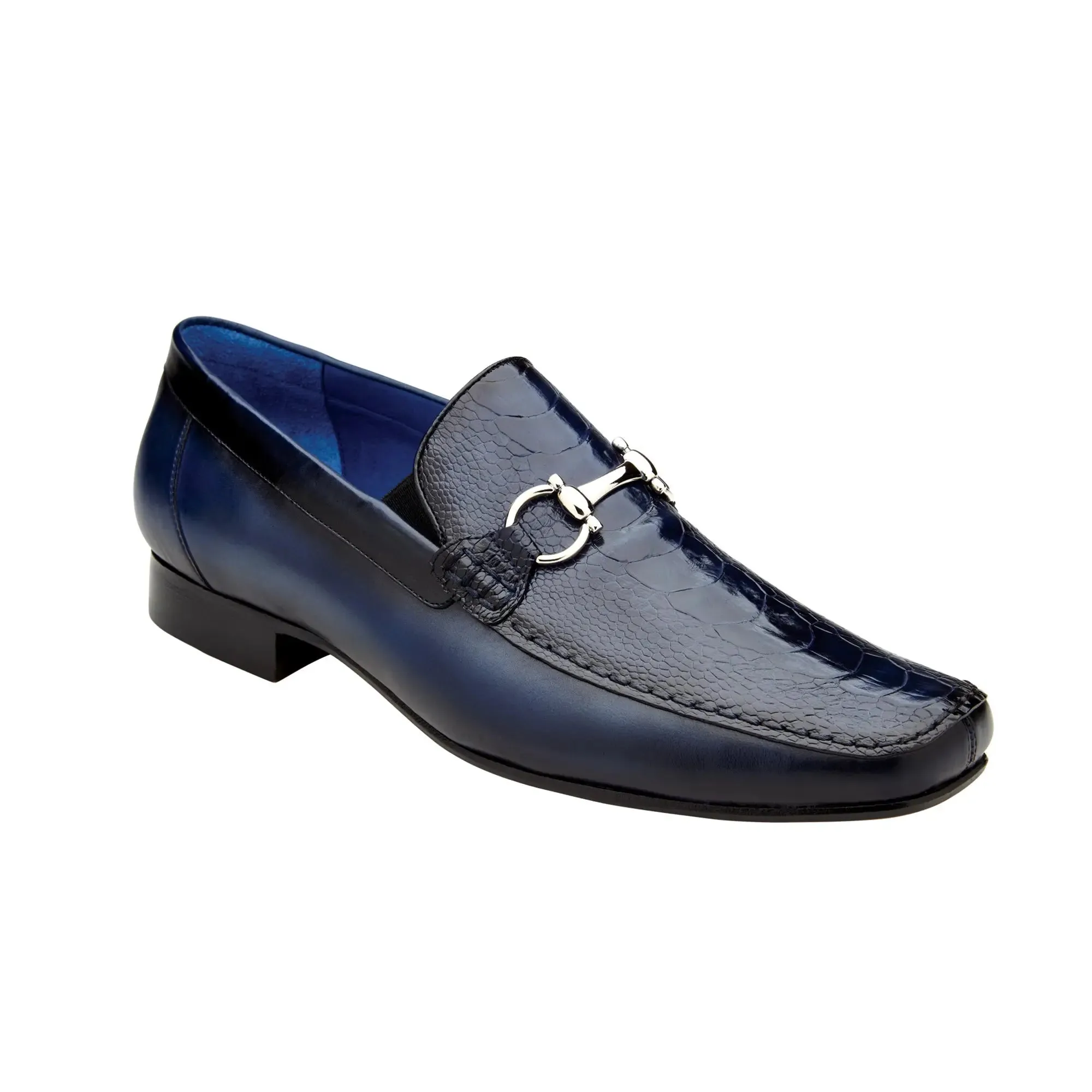 Belvedere Bruno in Navy Genuine Ostrich Leg and Italian Calf Loafers