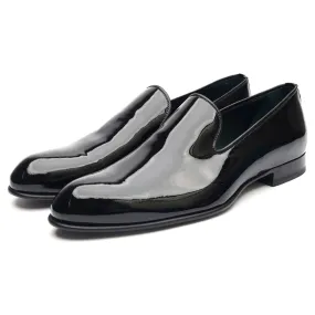 Black Patent Leather Evening Loafers UK 7.5