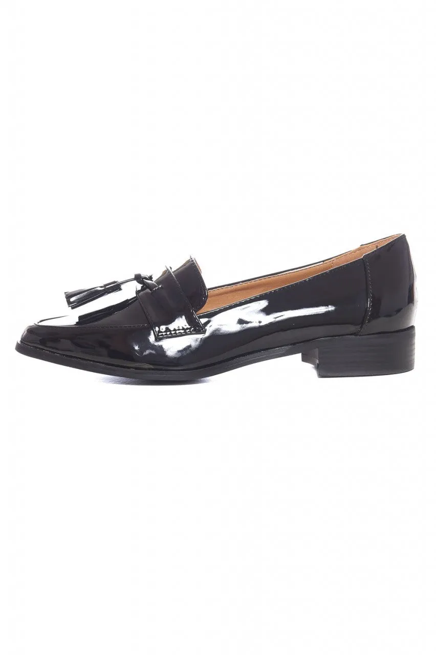 Black Patent Tasseled Loafers