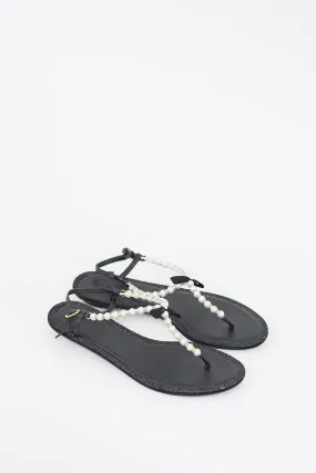 Black Pearl & Crystal Embellished Sandal