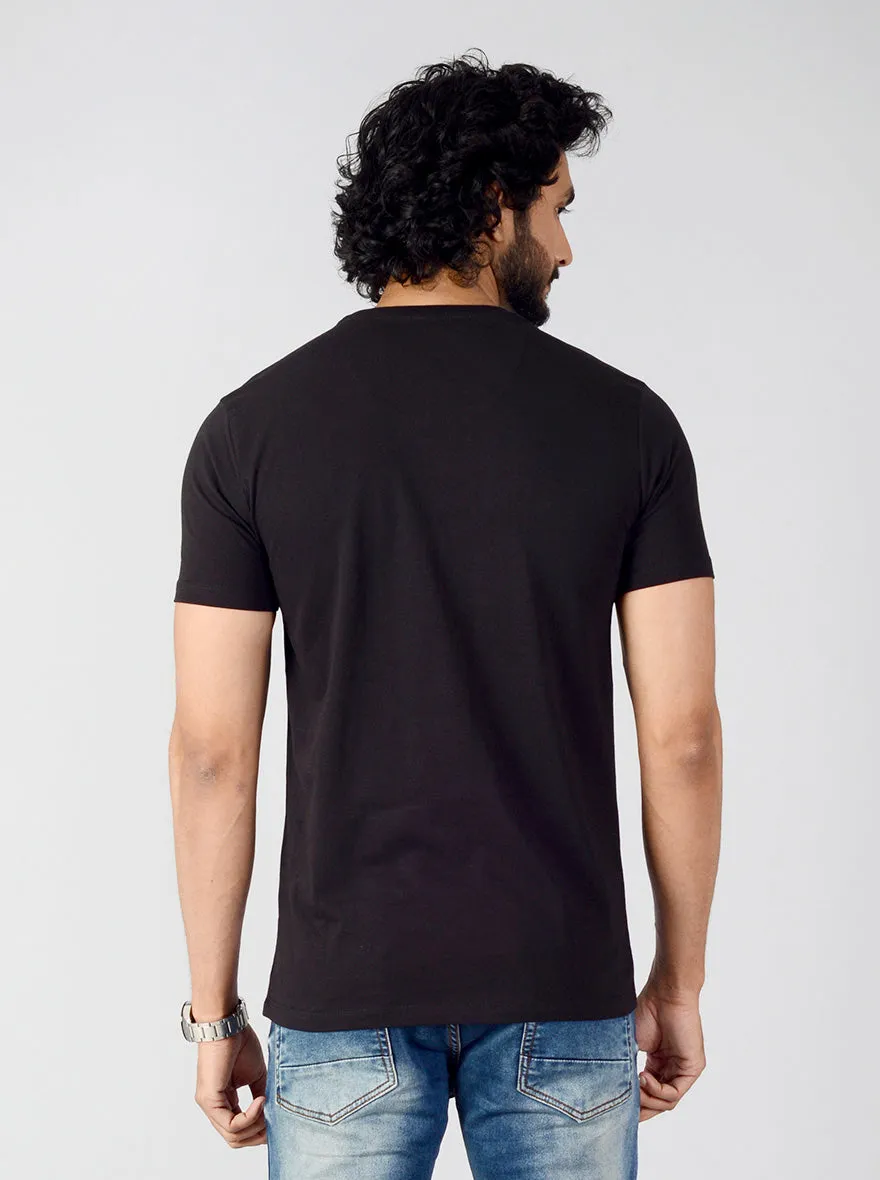 Black Printed Slim Fit T-shirt | Greenfibre