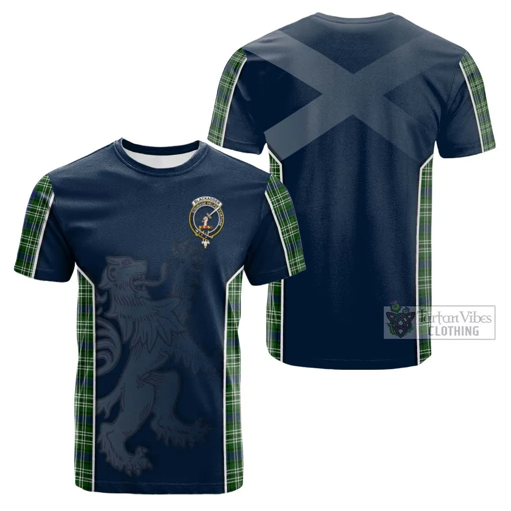 Blackadder Tartan Cotton T-shirt with Family Crest and Lion Rampant Vibes Sport Style