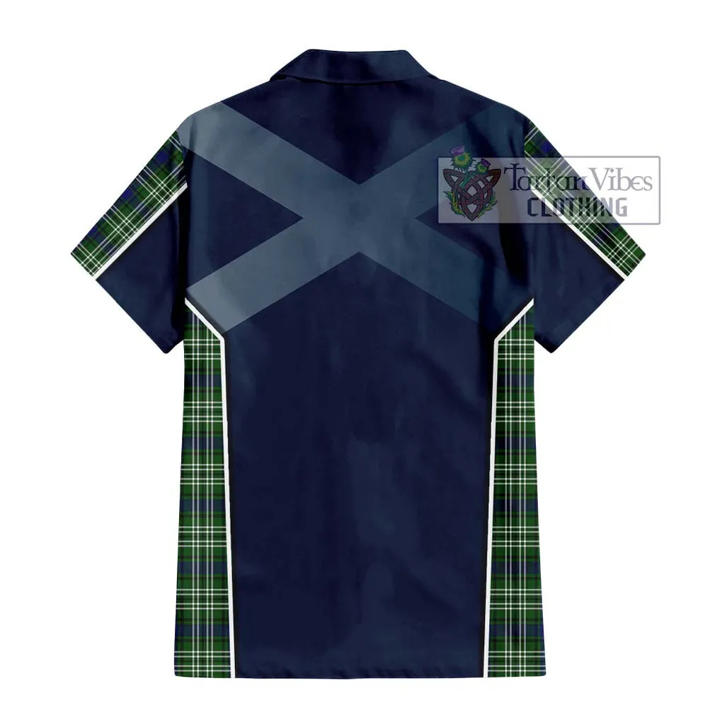 Blackadder Tartan Short Sleeve Button Shirt with Family Crest and Lion Rampant Vibes Sport Style