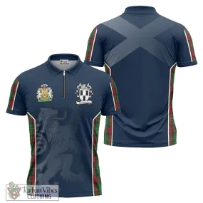 Blackstock Hunting Tartan Zipper Polo Shirt with Family Crest and Lion Rampant Vibes Sport Style