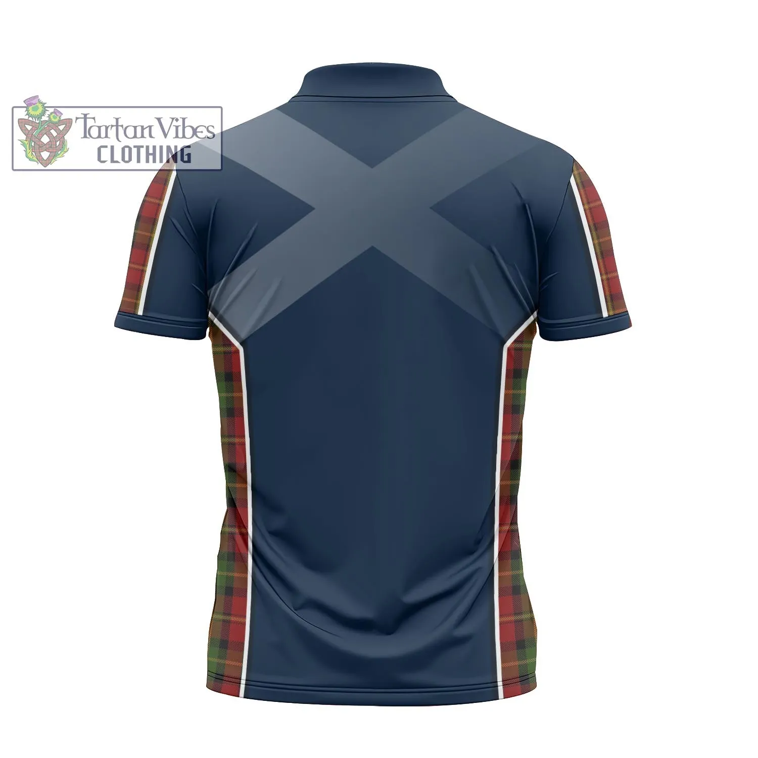 Blackstock Red Dress Tartan Zipper Polo Shirt with Family Crest and Scottish Thistle Vibes Sport Style