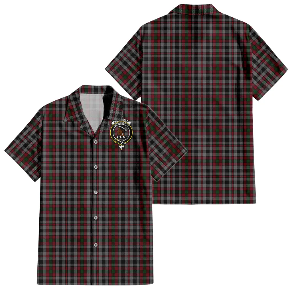 Borthwick Tartan Short Sleeve Button Down Shirt with Family Crest