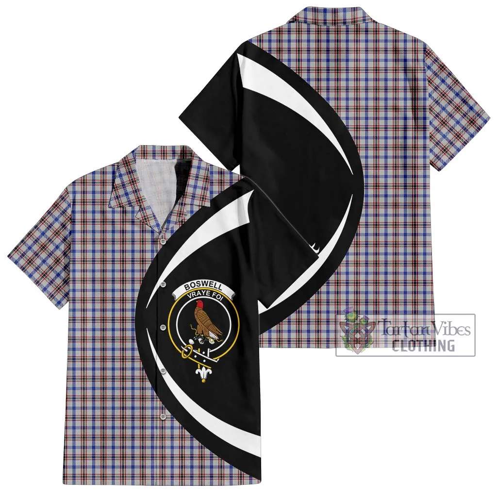 Boswell Tartan Short Sleeve Button Up with Family Crest Circle Style