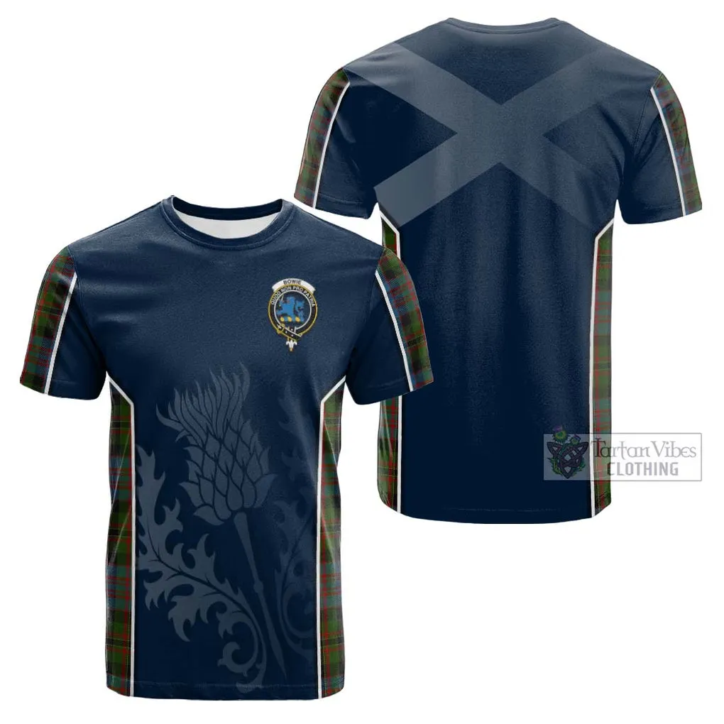 Bowie Tartan Cotton T-shirt with Family Crest and Scottish Thistle Vibes Sport Style